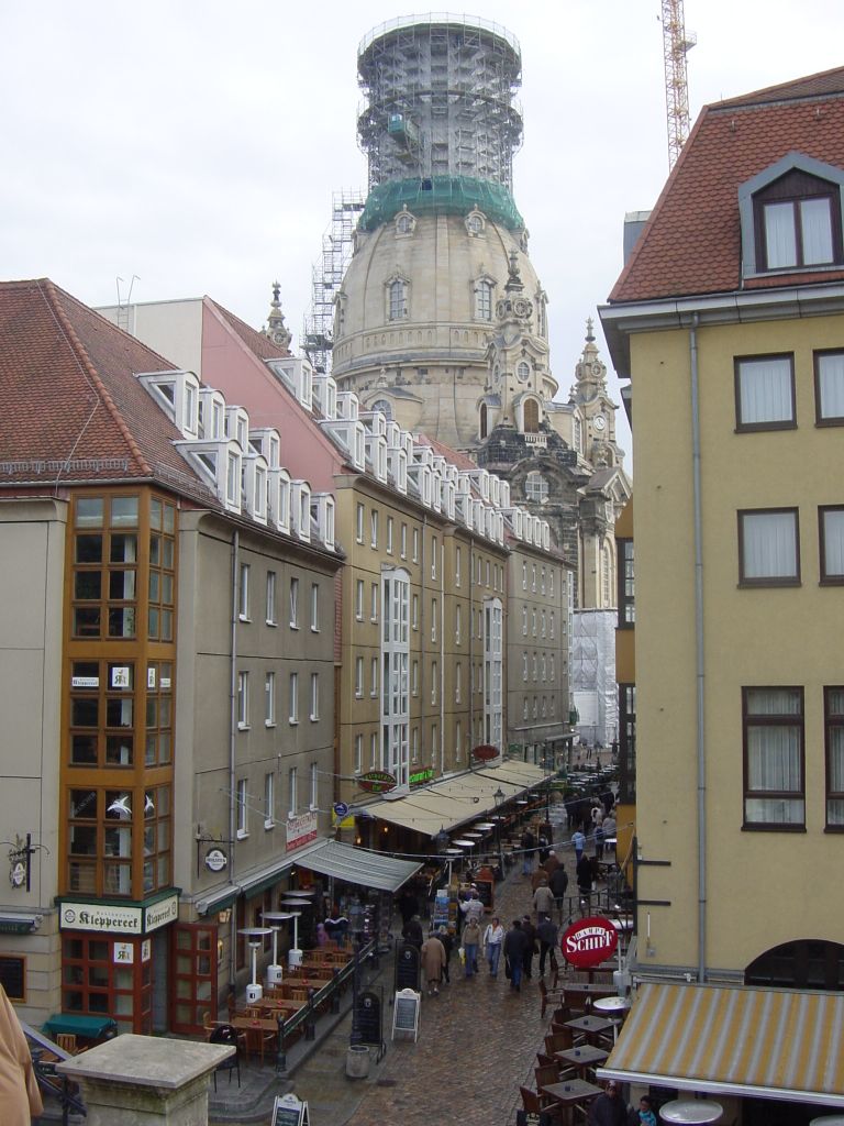 

This is the Frauenkirche, which was bombed during WWII and fell, and now is being rebuilt.
