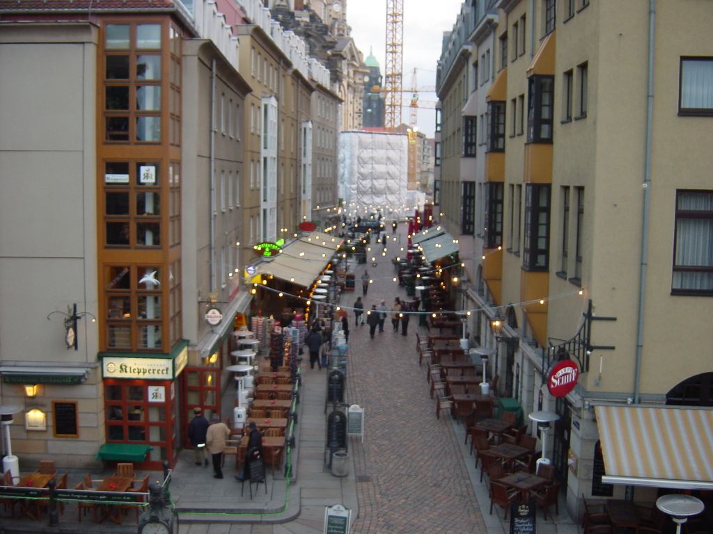 

A nice row of cafes getting ready for the evening...

