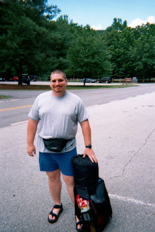 
Me with my backpack (before the bear ripped it up) about to leave for my
little AT hike.
