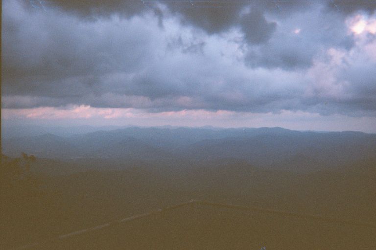 
Sunset and weather coming in from Albert Mountain.
