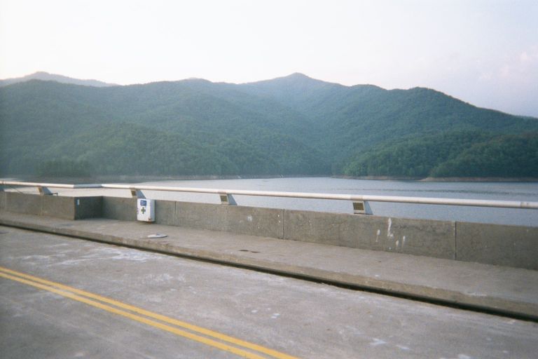 
The road that goes across Fontana Dam
