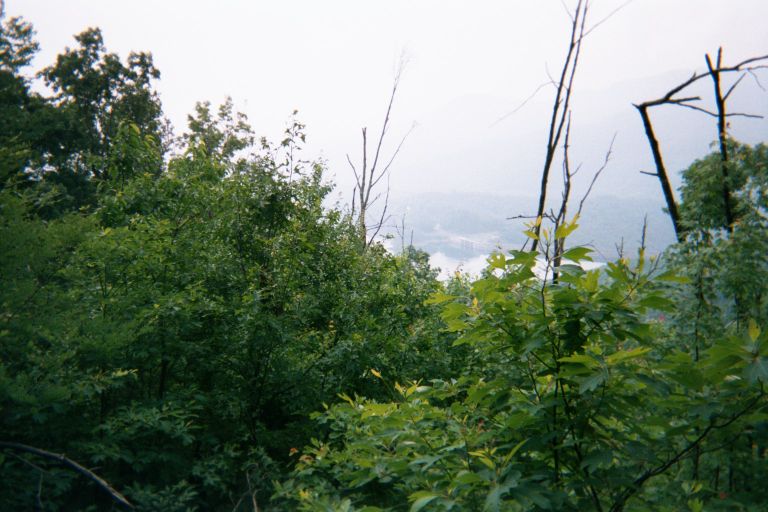 
Hiking up on the north side of the lake, a glmipse back onto Fontana Lake
