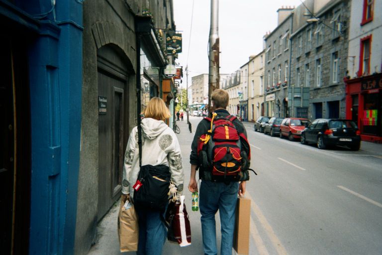 
Amy and Alex with some of their souvenirs purchased in Galway.
