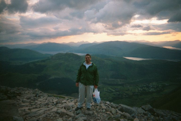 
This is me from near the top of Ben Nevis, wearing my Go-Lite rain jacket 
and carrying water, a sweatshirt, and a snack.
